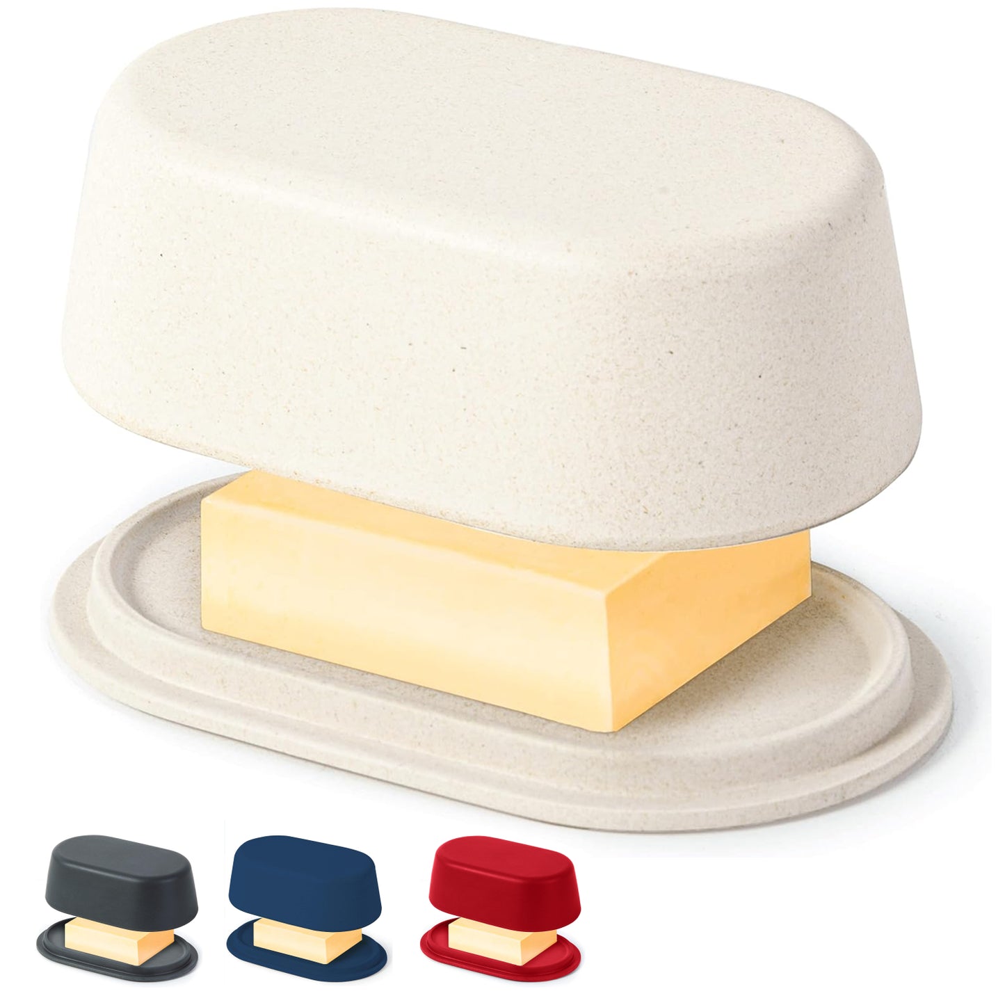 Modern Bamboo Butter Dish with Lid - Dishwasher Safe - Perfectly Sized For Large European Style Butters