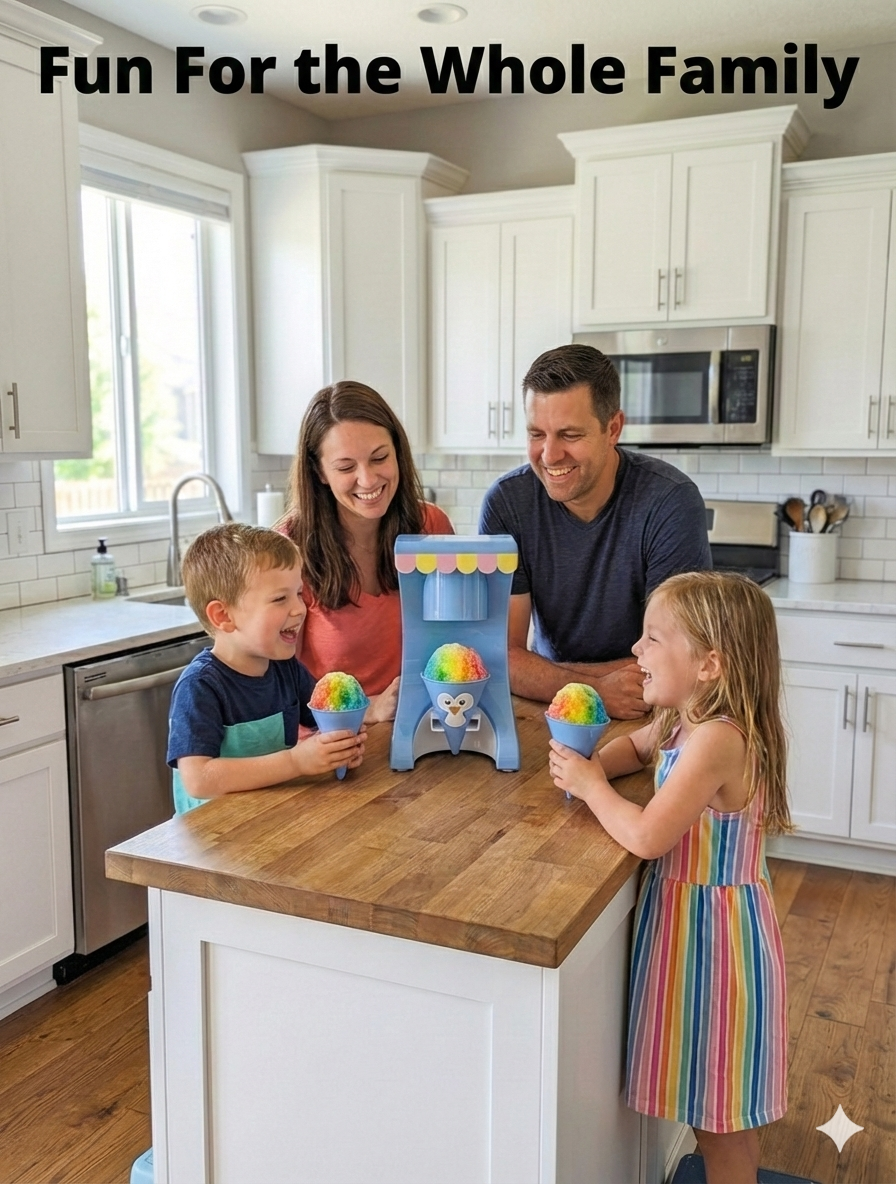 Cooler Concepts Electric Snow Cone Machine for Kids & Home - Penguin Countertop Best Shaved Ice Machine Maker - Uses Regular Cubes or Crushed Ice for Instant Healthy Treats & Slushies