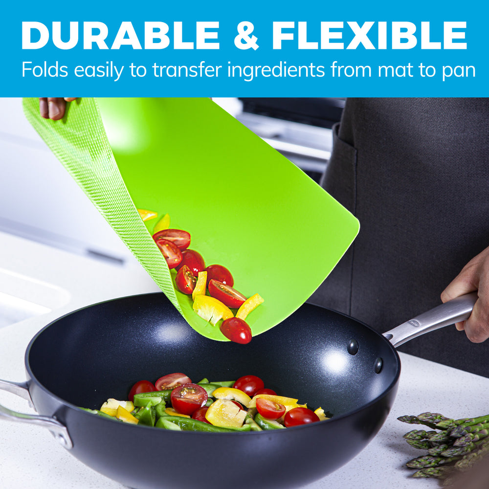 Extra Thick Flexible Plastic Cutting Board Mats with Food Icons & EZ-Grip Waffle Back,Dishwasher Safe