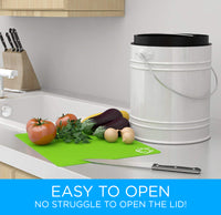 Countertop Compost Bin - Kitchen compost bin with EZ-No Lock Lid, Plastic Liner & Charcoal Filters - Sturdy Construction & Odor-Free Seal to Prevent Smell, Dishwasher Safe