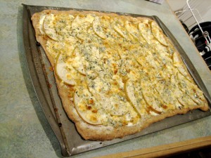 Blue Cheese, Pear and Caramelized Onion Whole Wheat Pizza