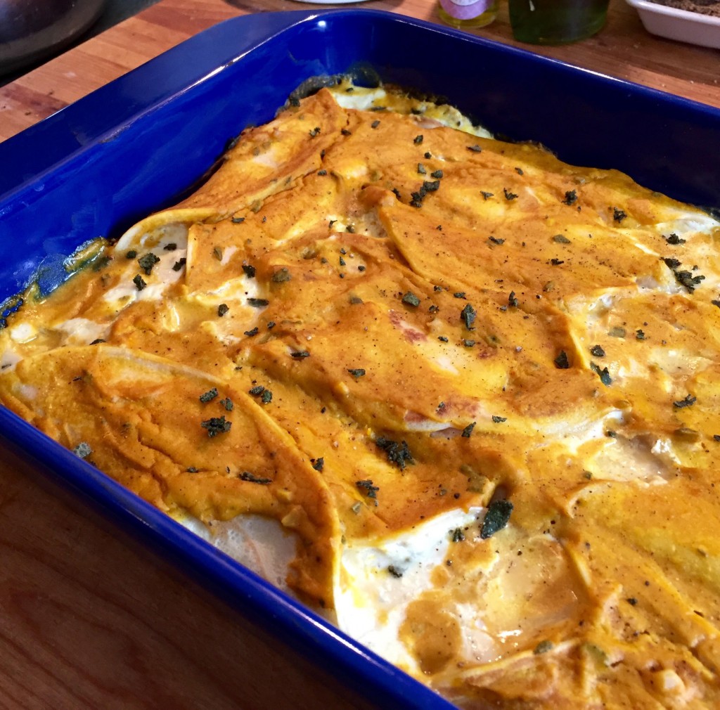 Fresh Manicotti with Pumpkin Goat Cheese Sauce