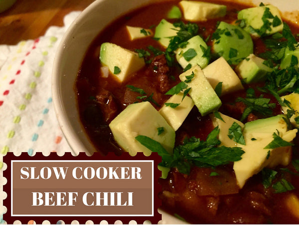 Big Bold & Beefy Slow Cooker Chili with Avocado
