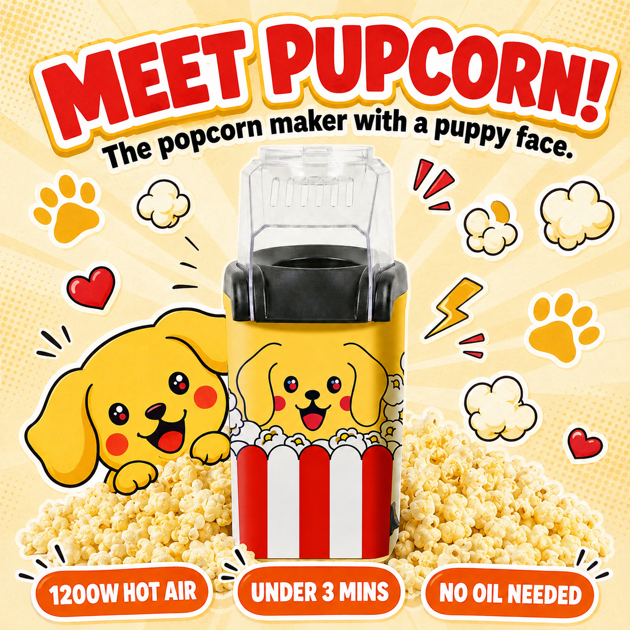 Pupcorn popcorn maker - product graphic 1