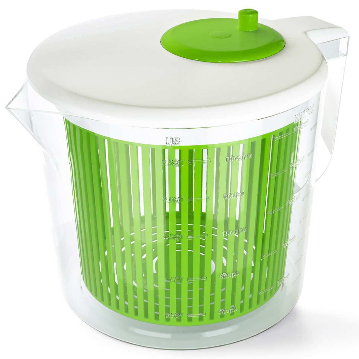 Mini Salad Spinner and Dryer With Measuring Cup Bowl, Best Rated Lettuce Spinners Single Serve, Collander with Spinner, Vegetable Washing Basket