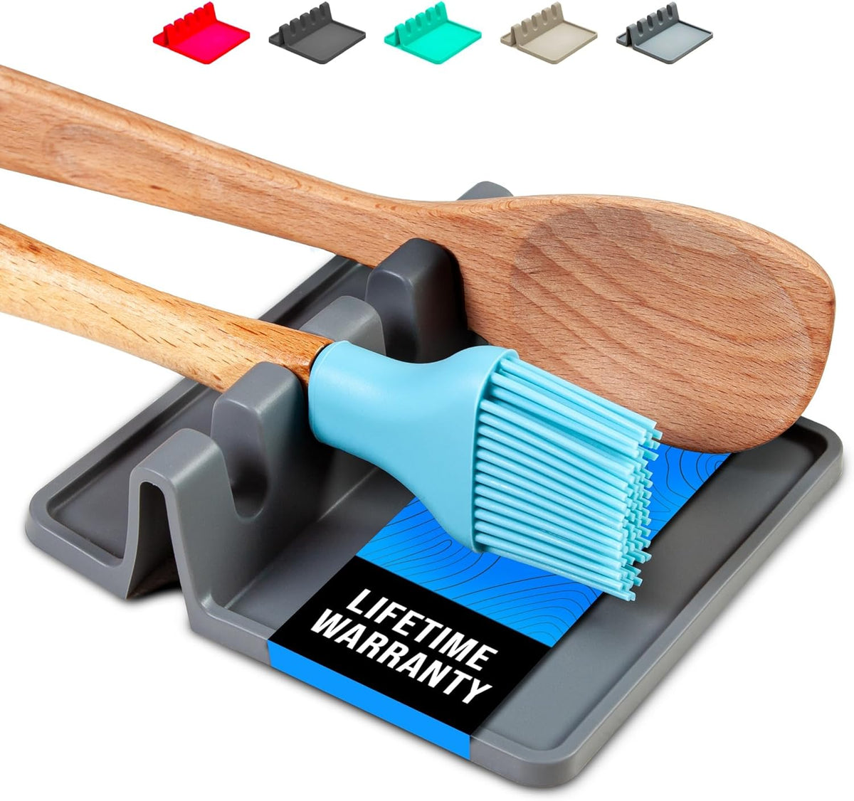 Silicone Spoon Rest for Stove Top with Drip Pad - Heat-Resistant, BPA-Free Utensil Rest & Spoon Holder for Kitchen Counter - Grill Utensil Holder