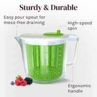 Single Serve Small Salad Spinner - Mini Prep Lettuce Spinner and Dryer With Measuring Cup - Collander with Fruit and Vegetable Washing Basket Bowl