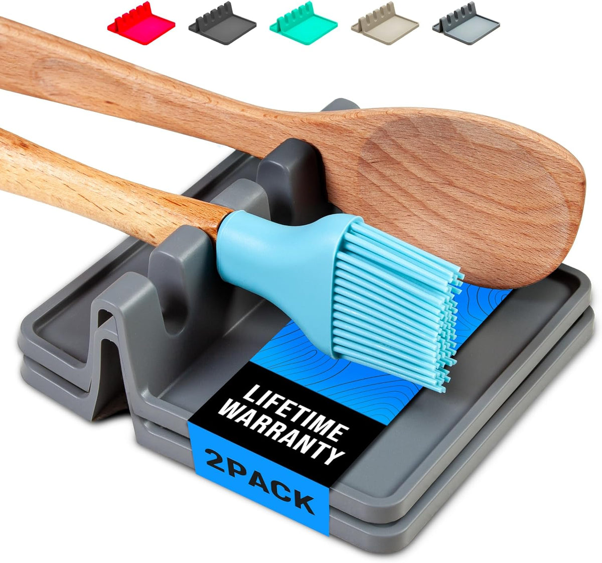 Silicone Spoon Rest for Stove Top with Drip Pad - Heat-Resistant, BPA-Free Utensil Rest & Spoon Holder for Kitchen Counter - Grill Utensil Holder