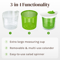 Single Serve Small Salad Spinner - Mini Prep Lettuce Spinner and Dryer With Measuring Cup - Collander with Fruit and Vegetable Washing Basket Bowl