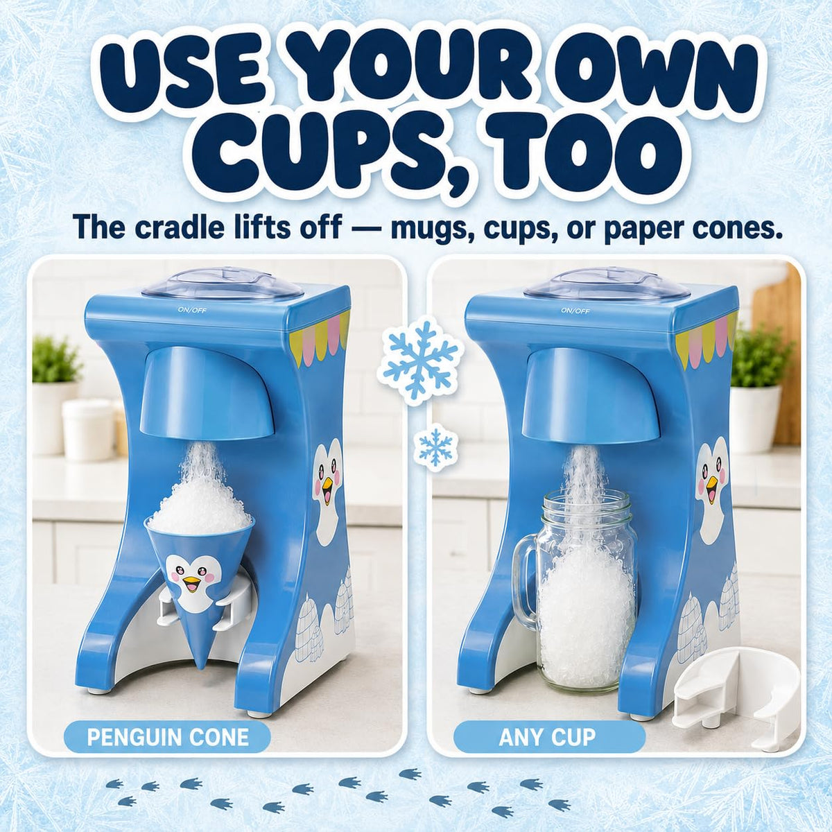 Penguin Snow Cone Machine for Kids – Countertop Electric Shaved Ice Machine
