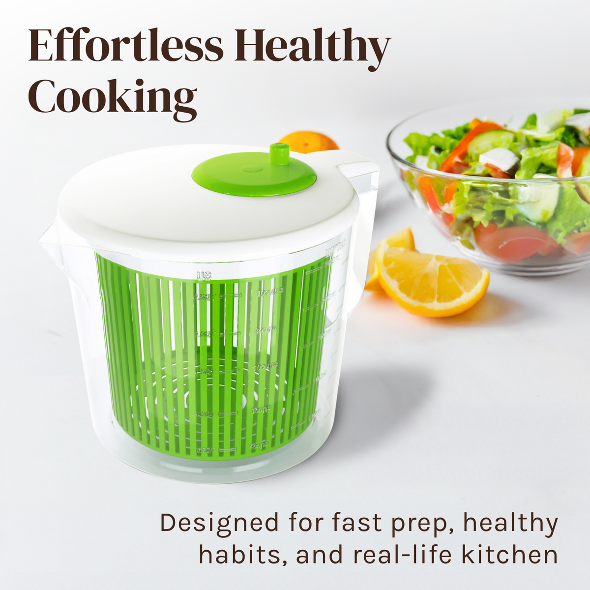 Mini Salad Spinner and Dryer With Measuring Cup Bowl, Best Rated Lettuce Spinners Single Serve, Collander with Spinner, Vegetable Washing Basket