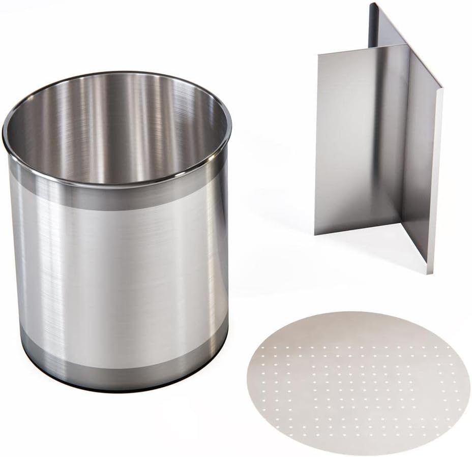 Extra Large Rotating Utensil Holder Caddy with Sturdy No-Tip Weighted Base, Removable Divider, and Gripped Insert: Metal | Rust Proof