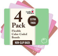 Extra Thick Flexible Plastic Cutting Board Mats with Food Icons & EZ-Grip Waffle Back,Dishwasher Safe