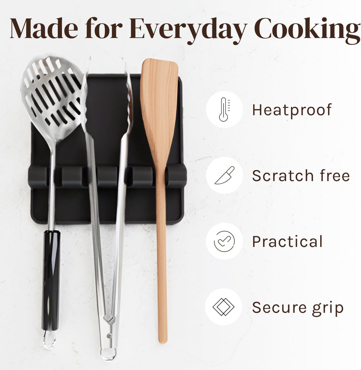 Silicone Spoon Rest for Stove Top with Drip Pad - Heat-Resistant, BPA-Free Utensil Rest & Spoon Holder for Kitchen Counter - Grill Utensil Holder