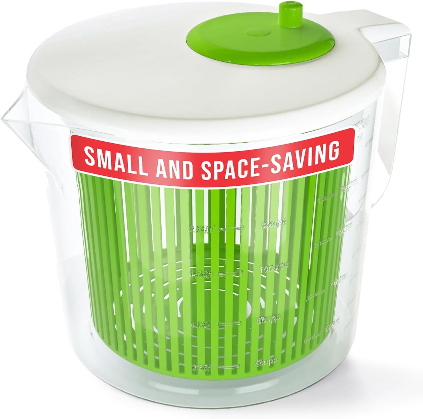 Mini Salad Spinner and Dryer With Measuring Cup Bowl, Best Rated Lettuce Spinners Single Serve, Collander with Spinner, Vegetable Washing Basket