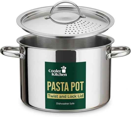 Stainless Steel Pasta Pot with Strainer Lid (5.5 Qt)