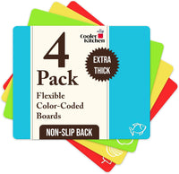 Extra Thick Flexible Plastic Cutting Board Mats with Food Icons & EZ-Grip Waffle Back,Dishwasher Safe