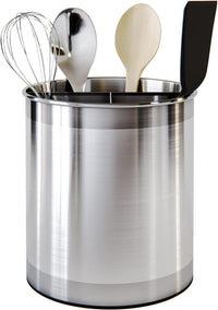 Extra Large Rotating Utensil Holder Caddy with Sturdy No-Tip Weighted Base, Removable Divider, and Gripped Insert: Metal | Rust Proof