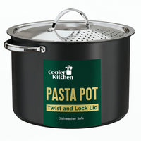 Cooler Concepts Pasta Pot with Strainer Lid - 5.5 Quart Large Spaghetti Pot - Twist & Lock for Easy Drain & No Colander Or Strainer Basket Insert Needed - Dishwasher Safe Pots