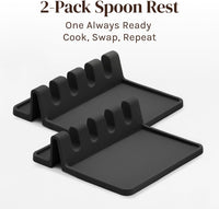 Silicone Spoon Rest for Stove Top with Drip Pad - Heat-Resistant, BPA-Free Utensil Rest & Spoon Holder for Kitchen Counter - Grill Utensil Holder