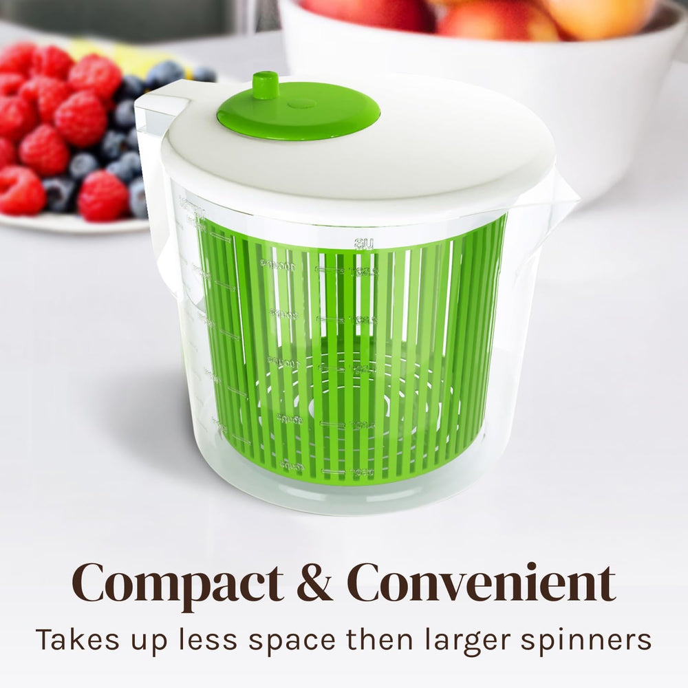 Single Serve Small Salad Spinner - Mini Prep Lettuce Spinner and Dryer With Measuring Cup - Collander with Fruit and Vegetable Washing Basket Bowl