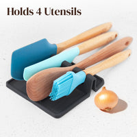 Silicone Spoon Rest for Stove Top with Drip Pad (Two Pack) - Heat-Resistant, BPA-Free Utensil Rest & Spoon Holder for Kitchen Counter - Grill Utensil