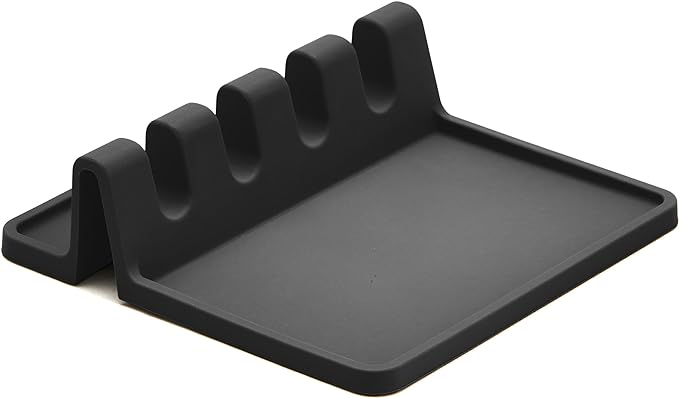 Silicone Spoon Rest for Stove Top with Drip Pad - Heat-Resistant, BPA-Free Utensil Rest & Spoon Holder for Kitchen Counter - Grill Utensil Holder for Spatulas, Tongs, Ladles