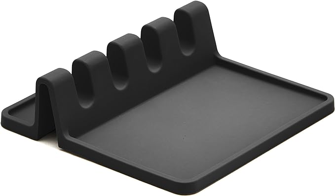 Silicone Spoon Rest for Stove Top with Drip Pad - Heat-Resistant, BPA-Free Utensil Rest & Spoon Holder for Kitchen Counter - Grill Utensil Holder