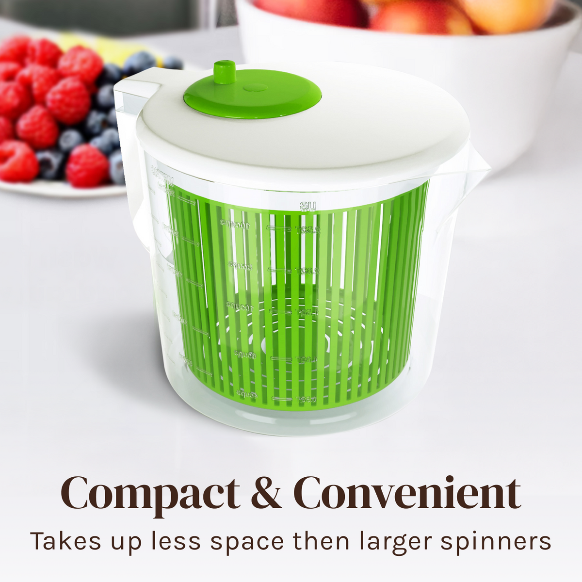Single Serve Small Salad Spinner - Mini Prep Lettuce Spinner and Dryer With Measuring Cup - Collander with Fruit and Vegetable Washing Basket Bowl