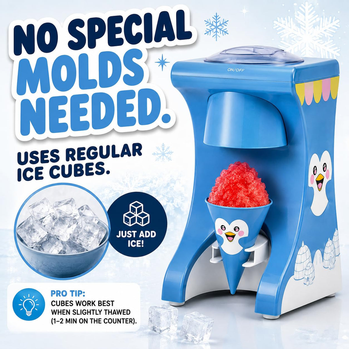 Penguin Snow Cone Machine for Kids – Countertop Electric Shaved Ice Machine