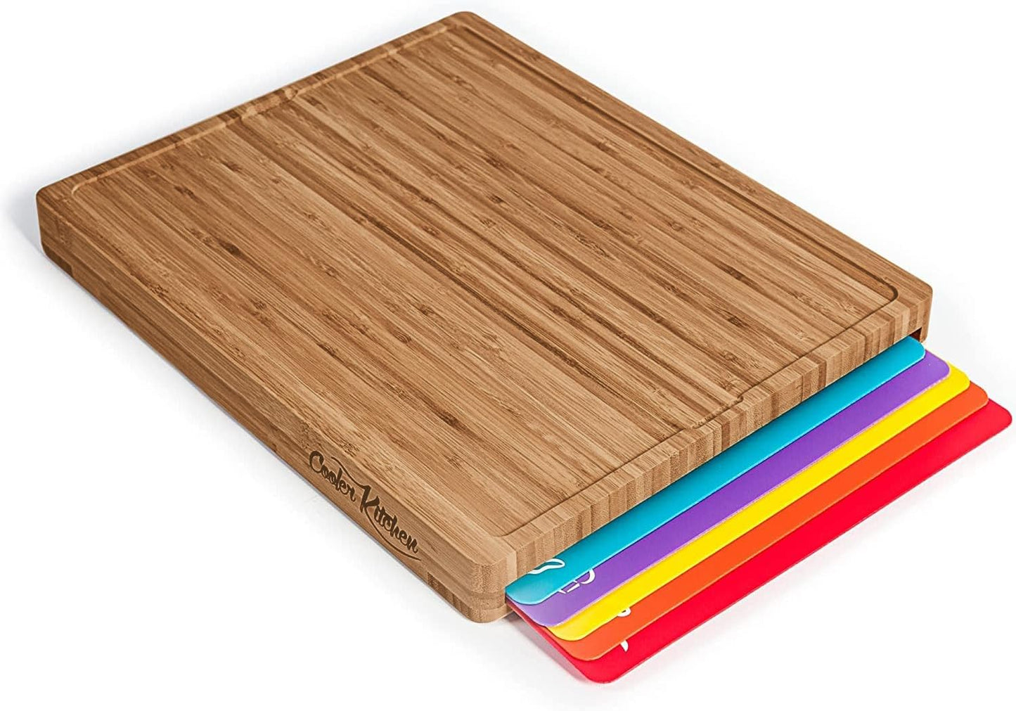 Bamboo Cutting Board Set with Holder & 6 Mats