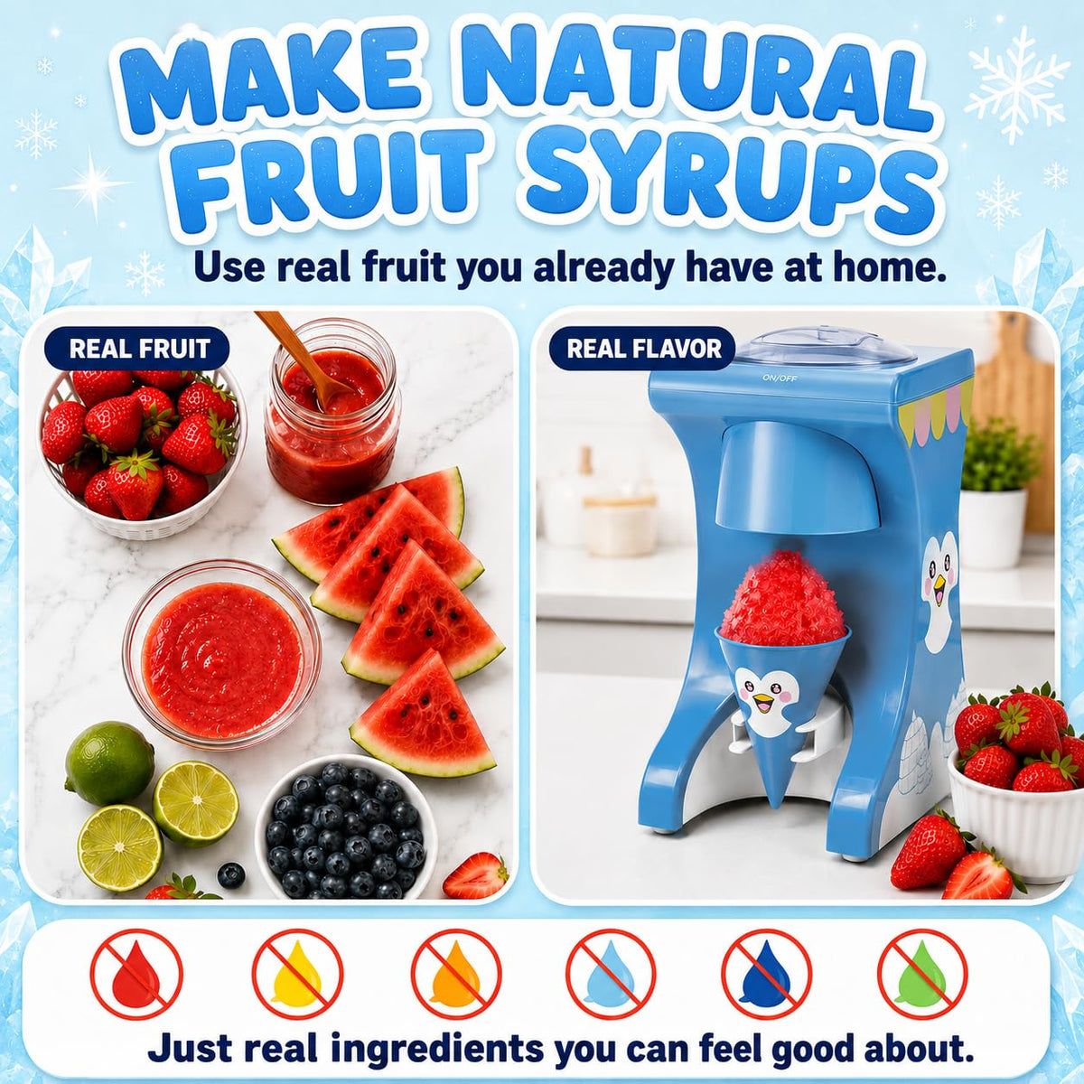 Penguin Snow Cone Machine for Kids – Countertop Electric Shaved Ice Machine