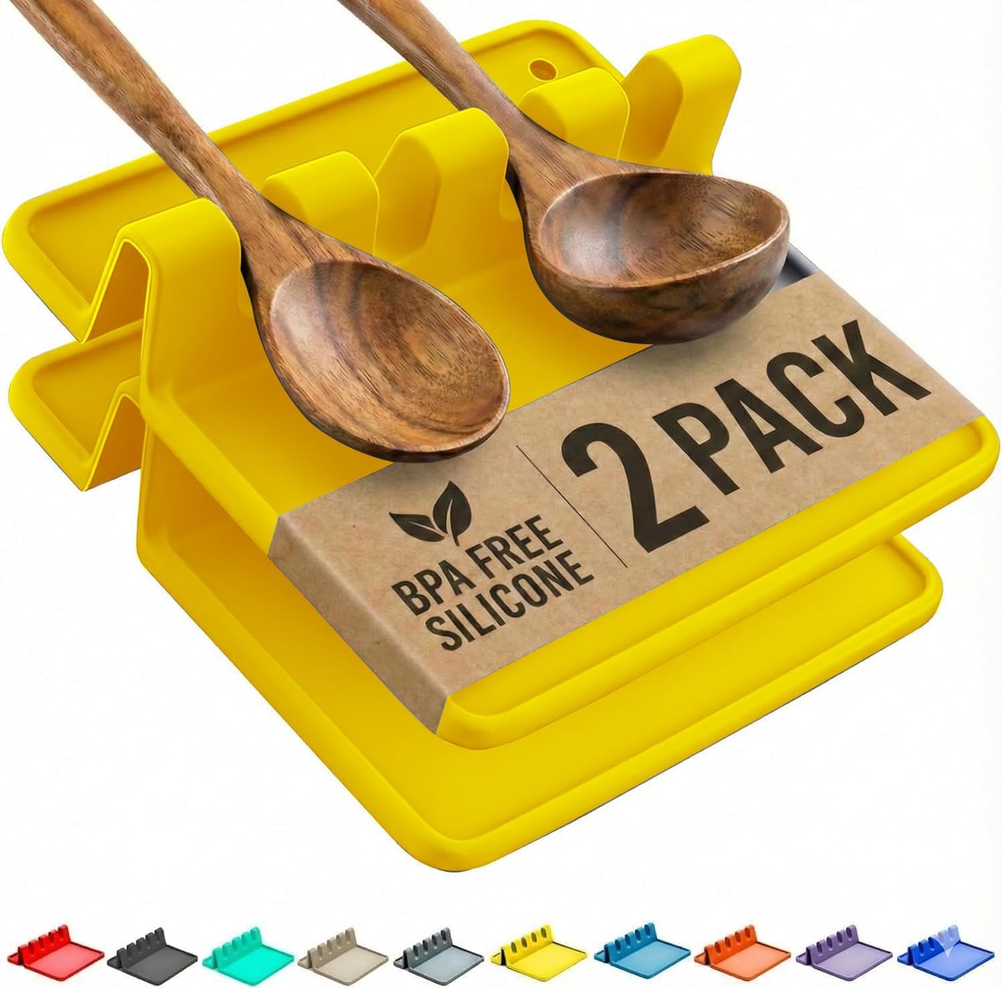 Cooler Kitchen Black Silicone Spoon Rest for Stove Top with Drip Pad