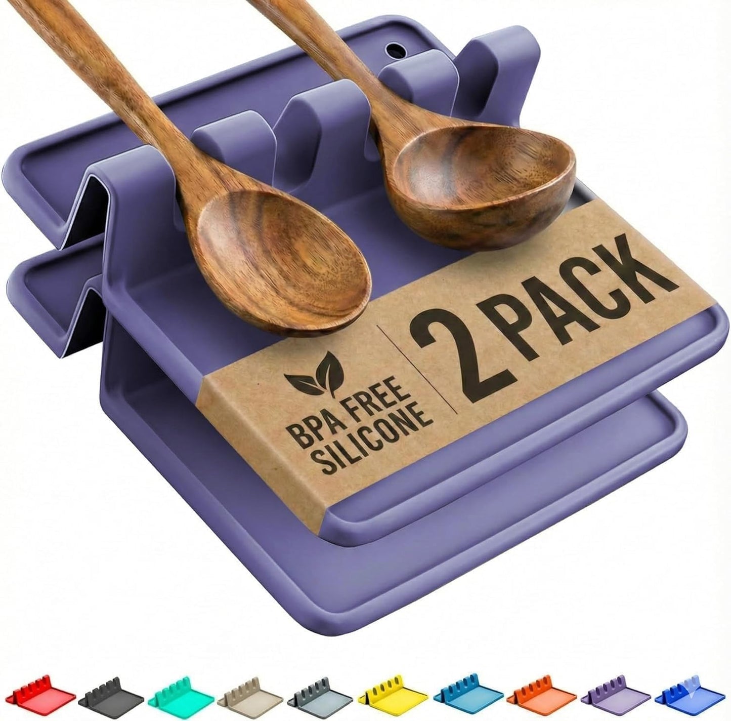 Cooler Kitchen Black Silicone Spoon Rest for Stove Top with Drip Pad