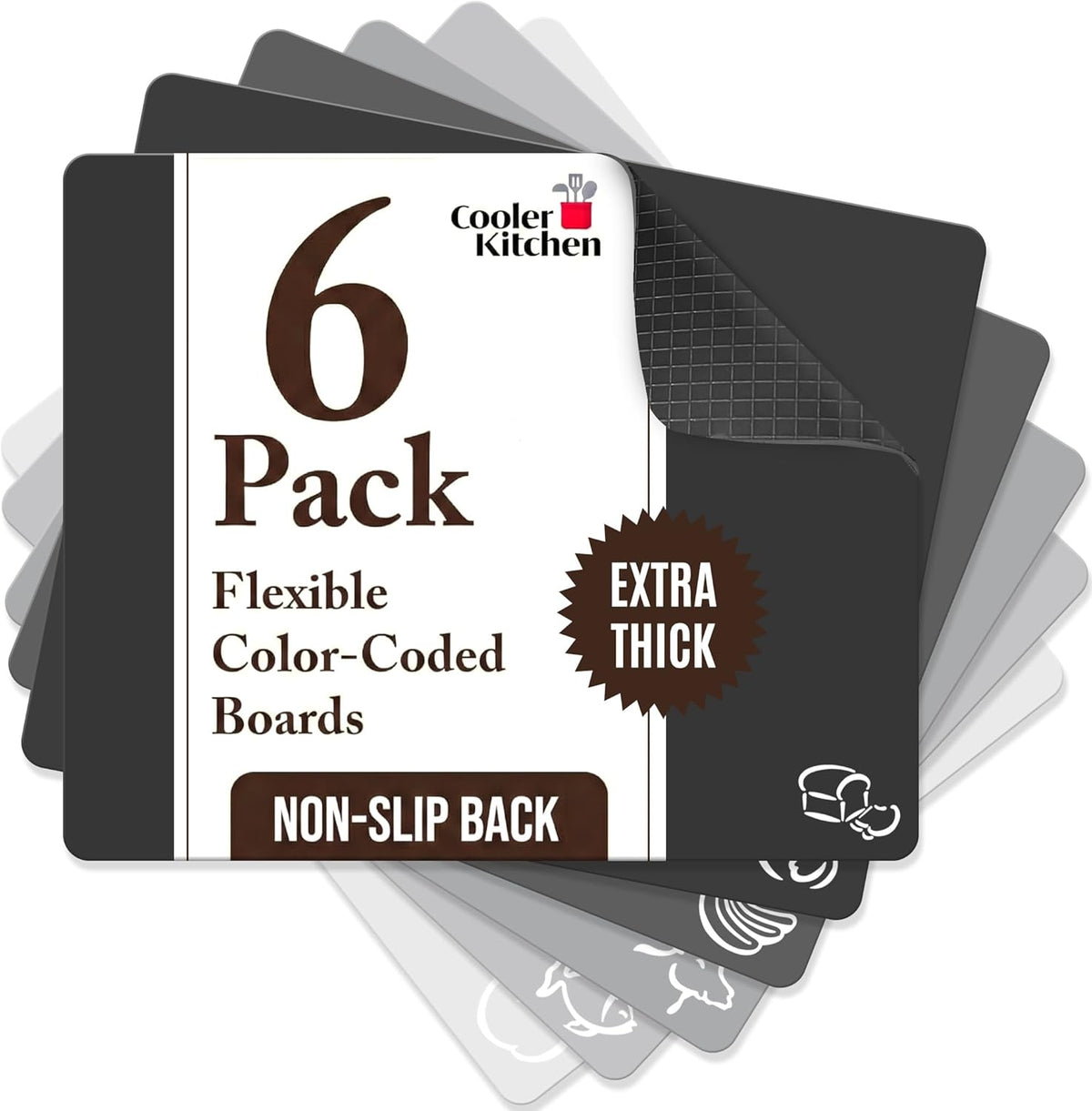Extra Thick Flexible Plastic Cutting Board Mats Set for Kitchen