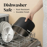 Cooler Concepts Pasta Pot with Strainer Lid - 5.5 Quart Large Spaghetti Pot - Twist & Lock for Easy Drain & No Colander Or Strainer Basket Insert Needed - Dishwasher Safe Pots