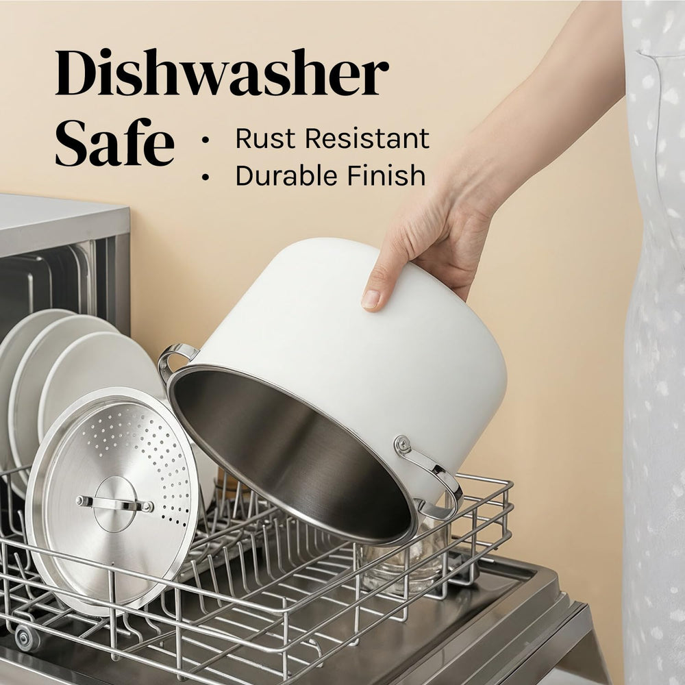 Cooler Concepts Pasta Pot with Strainer Lid - 5.5 Quart Large Spaghetti Pot - Twist & Lock for Easy Drain & No Colander Or Strainer Basket Insert Needed - Dishwasher Safe Pots