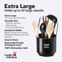 Extra Large and Sturdy Rotating Utensil Holder with No-Tip Weighted Base