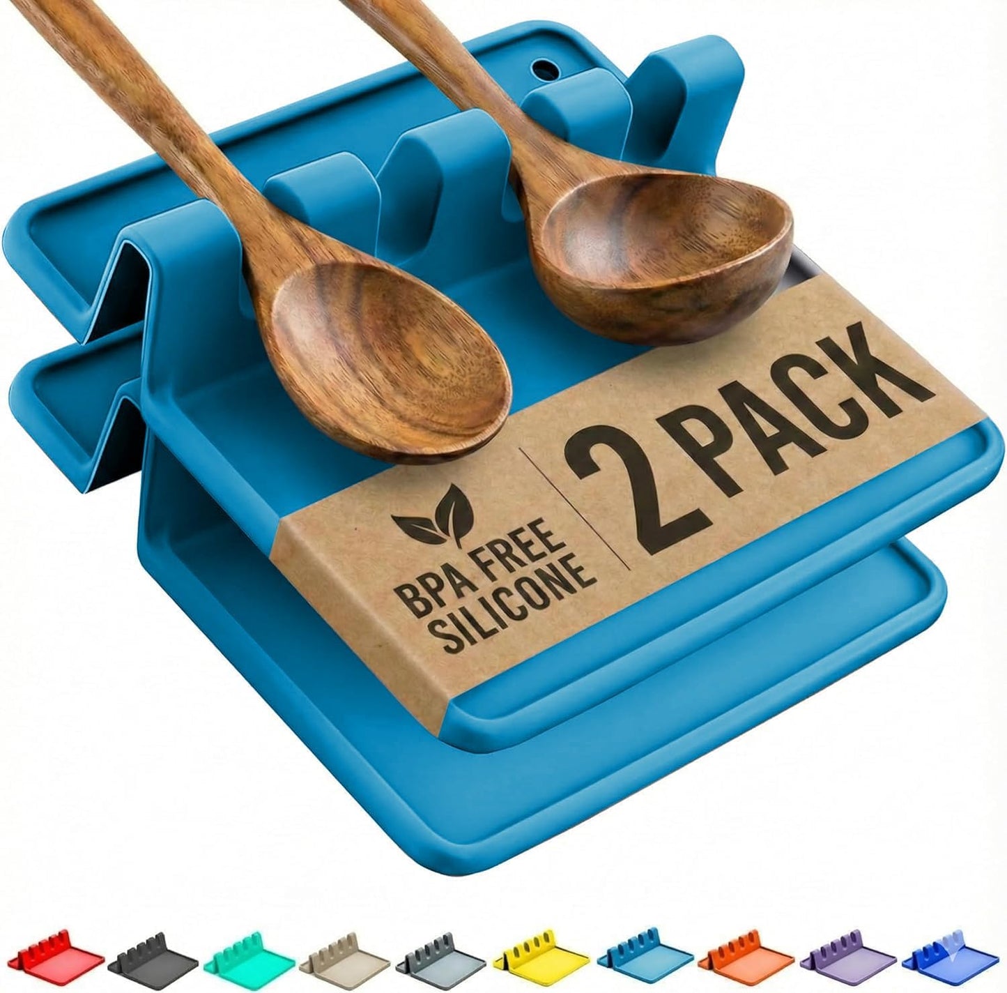Cooler Kitchen Black Silicone Spoon Rest for Stove Top with Drip Pad