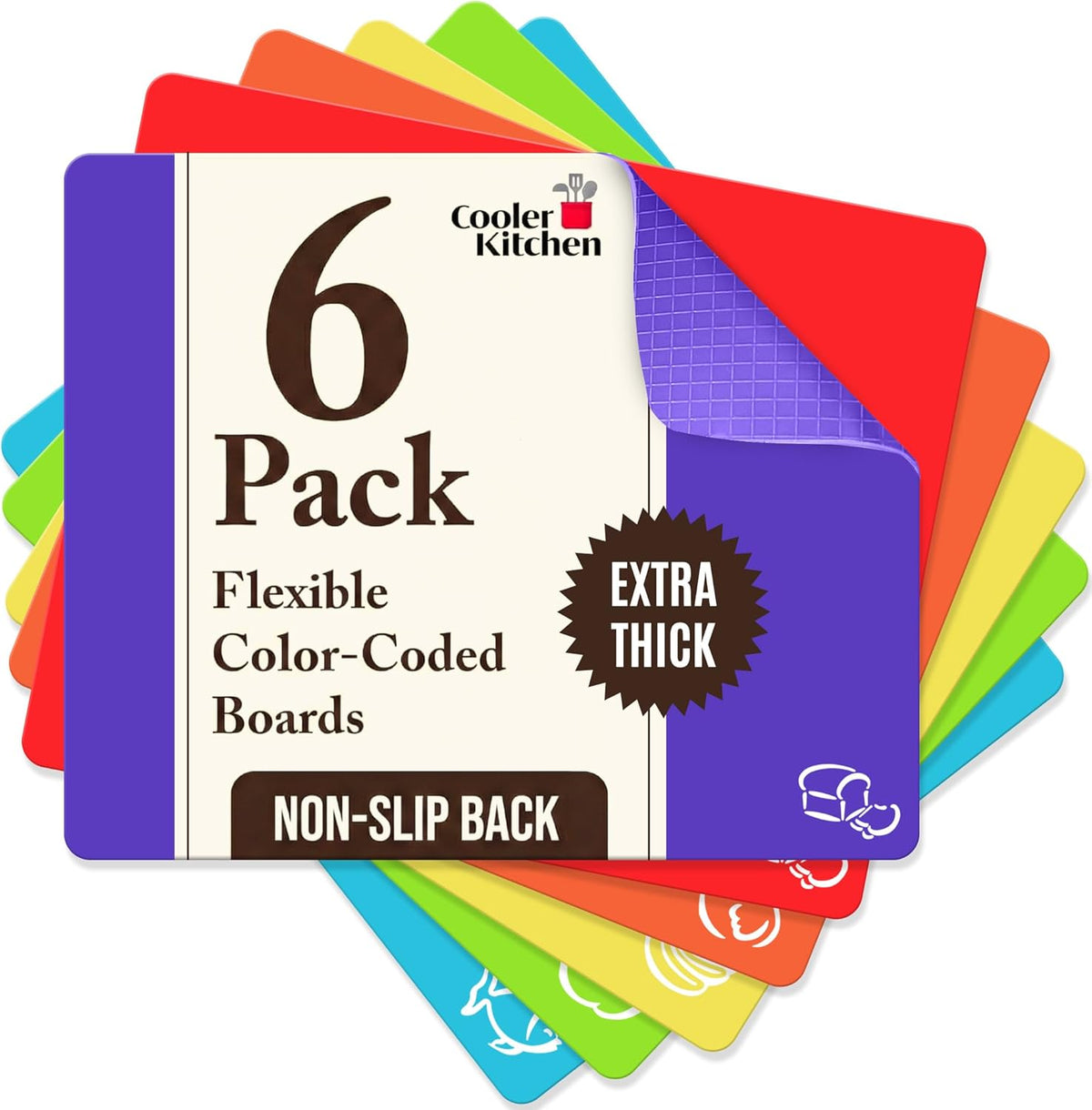 Extra Thick Flexible Plastic Cutting Board Mats Set for Kitchen