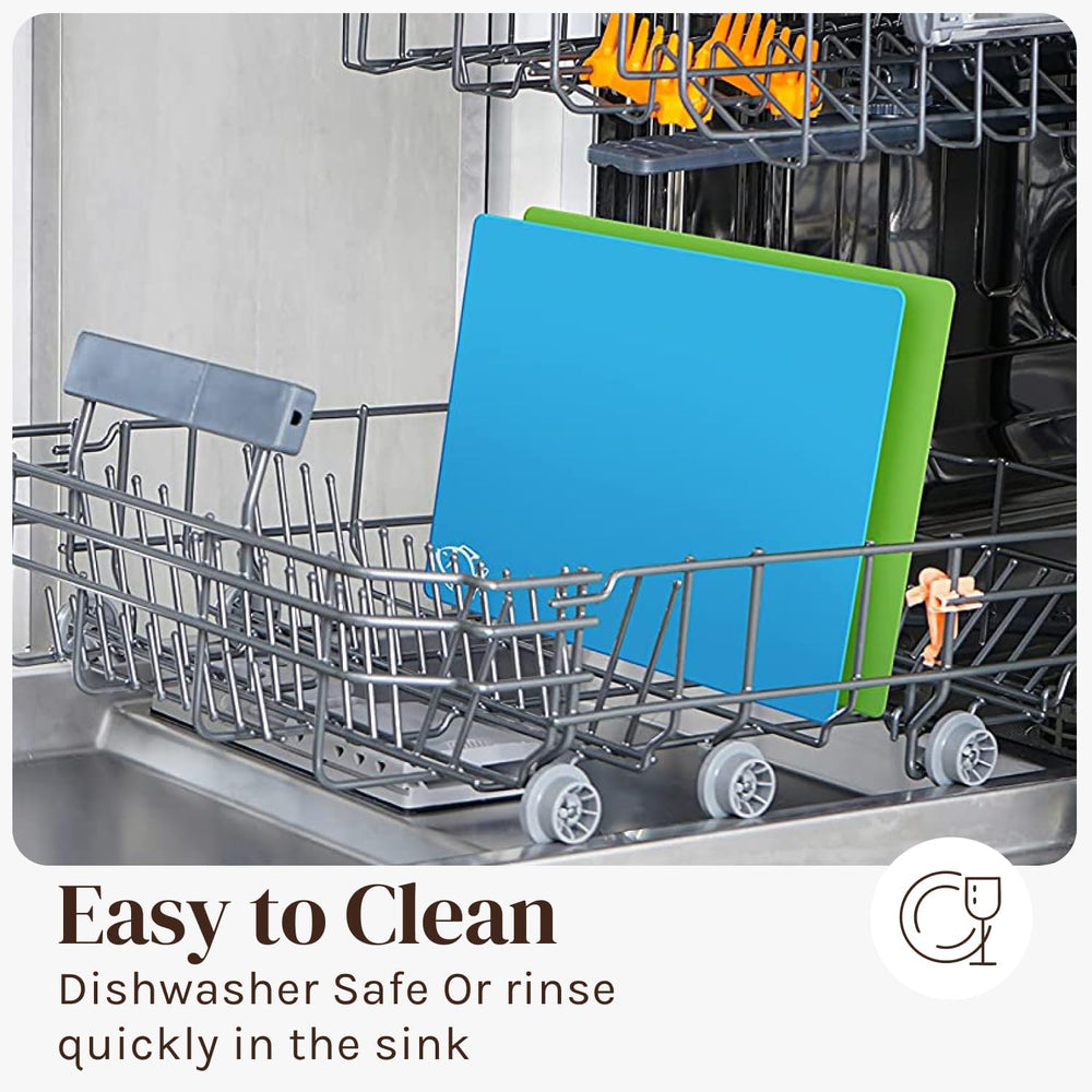 Easy-to-Clean Bamboo Wood Cutting Board with set of 6 Color-Coded Flexible Cutting Mats with Food Icons