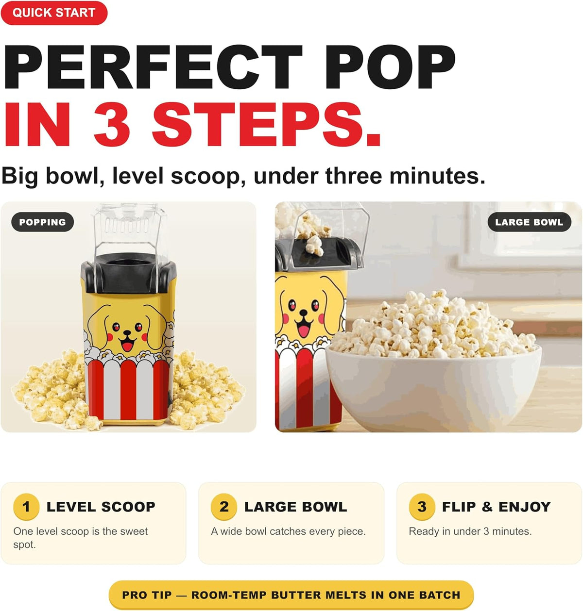 Pupcorn Popcorn Machine – Cute Puppy Air Popper Popcorn Maker, Oil-Free
