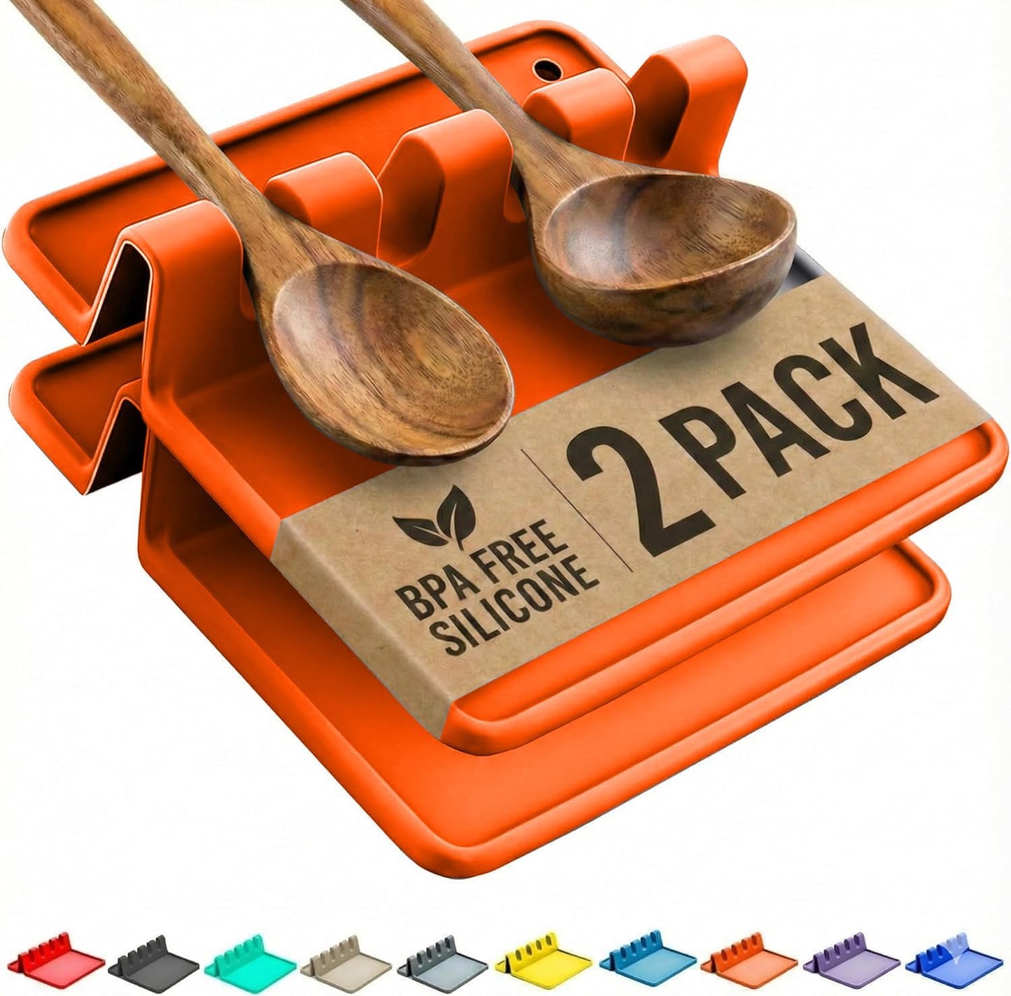 Cooler Kitchen Black Silicone Spoon Rest for Stove Top with Drip Pad