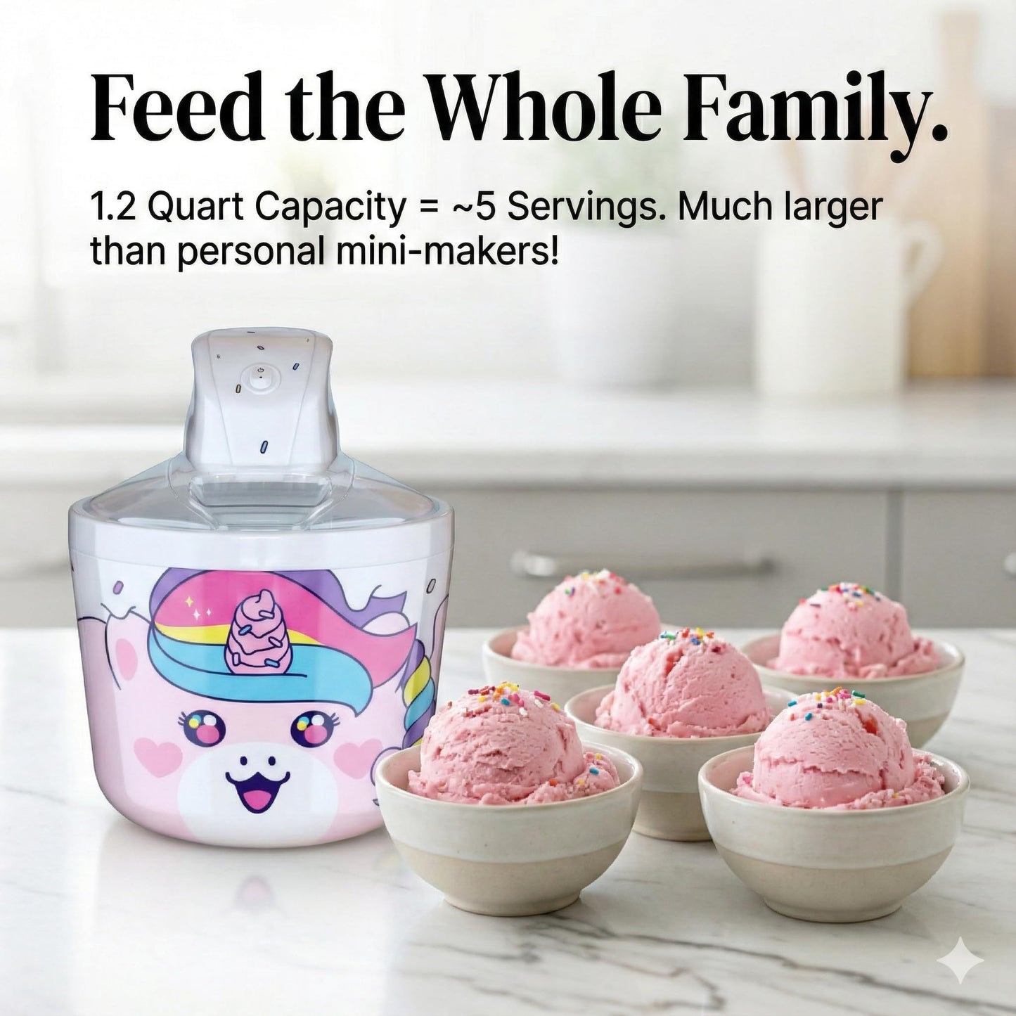 Ice Cream Maker Machine for Kids - 1.2 Quart Electric Ice Cream Makers