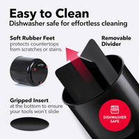 Extra Large and Sturdy Rotating Utensil Holder with No-Tip Weighted Base