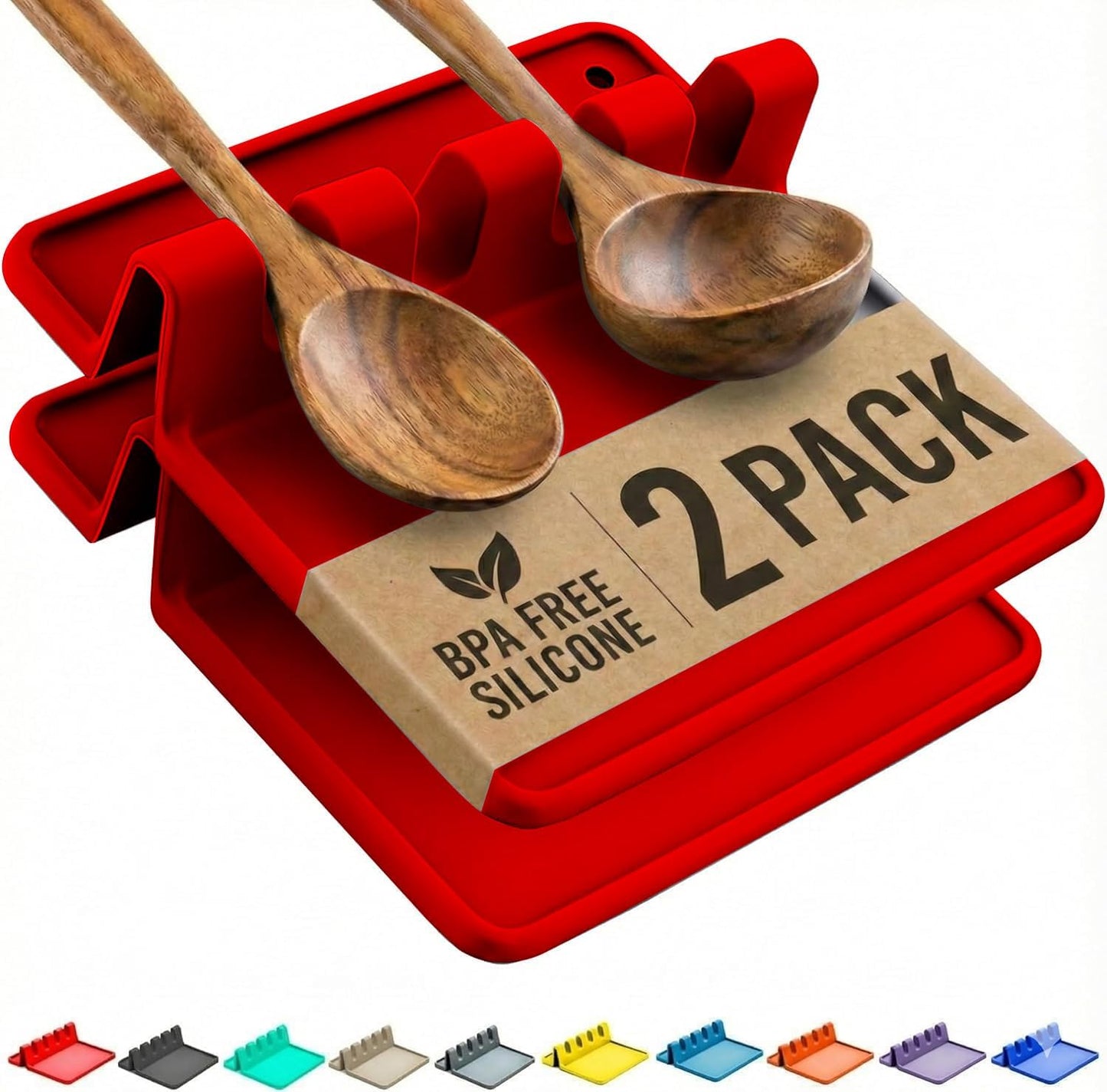 Cooler Kitchen Black Silicone Spoon Rest for Stove Top with Drip Pad