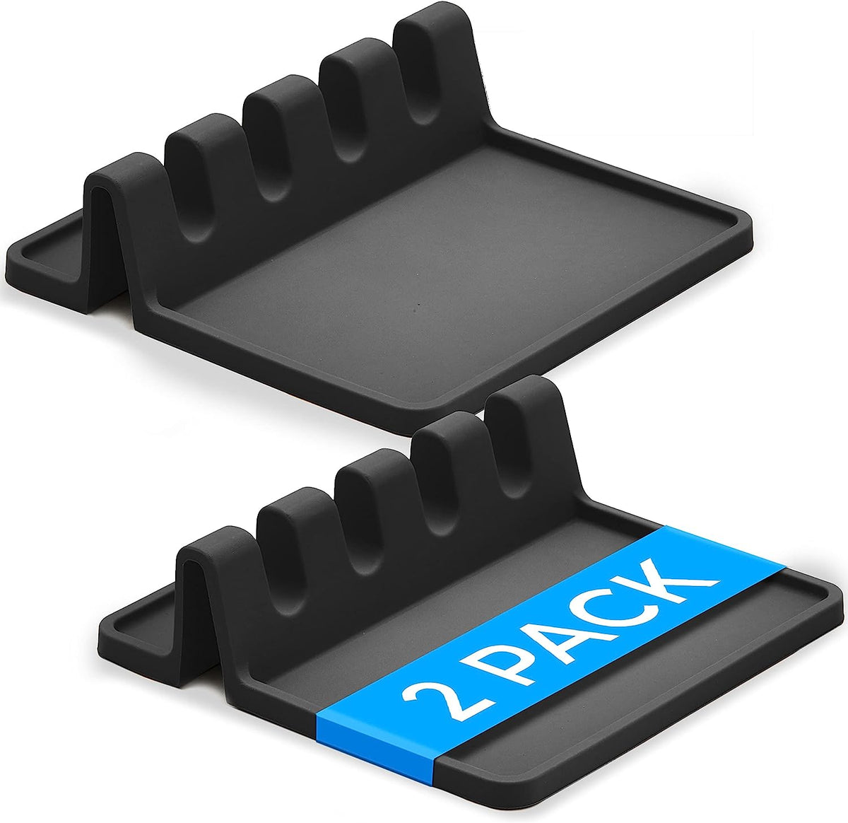 Silicone Spoon Rest for Stove Top with Drip Pad - Heat-Resistant, BPA-Free Utensil Rest & Spoon Holder for Kitchen Counter - Grill Utensil Holder