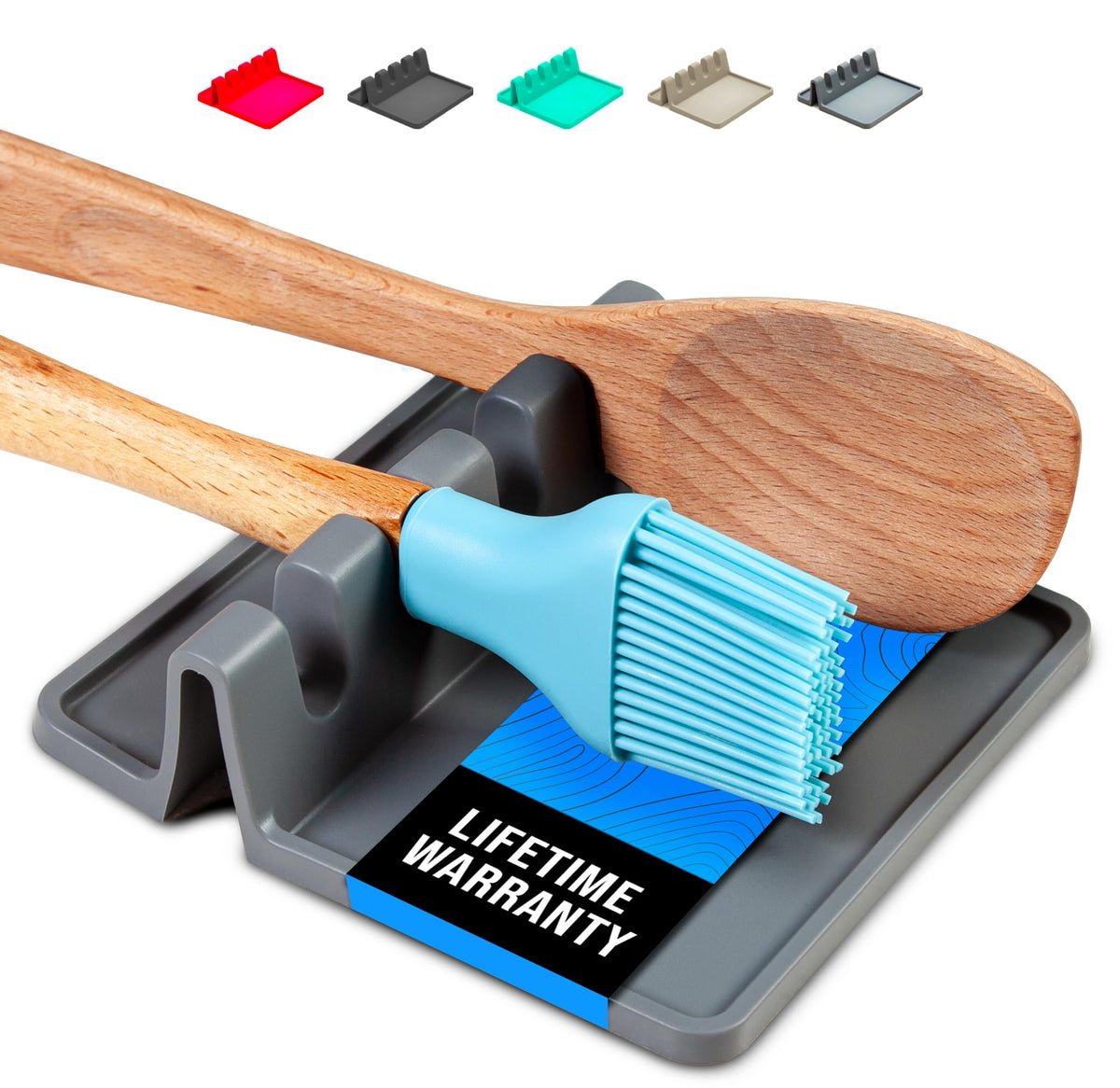 Silicone Spoon Rest for Stove Top with Drip Pad - Heat-Resistant, BPA-Free Utensil Rest & Spoon Holder for Kitchen Counter - Grill Utensil Holder