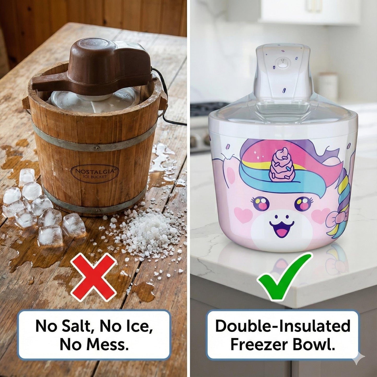 Ice Cream Maker Machine for Kids - 1.2 Quart Electric Ice Cream Makers