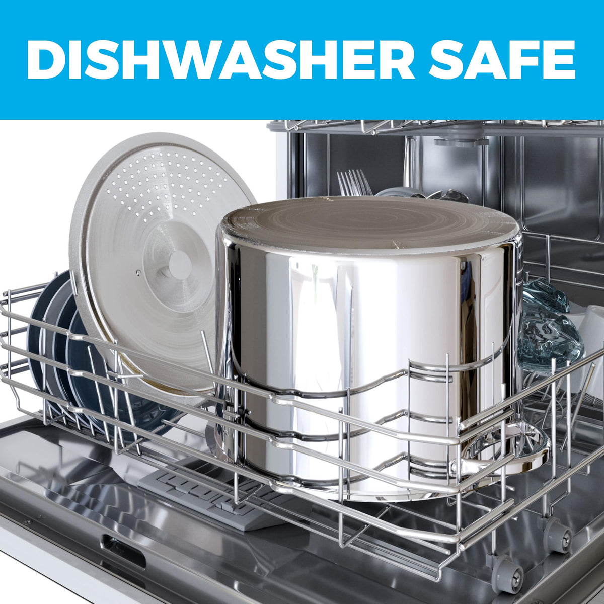 Stainless Steel Pasta Pot with Locking Strainer Lid - 5.5 Quart Large Capacity | Twist & Lock for Easy Drain & No Colander